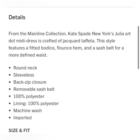 Kate Spade New York Julia Art Dot Jacquard Dress Black & White Women’s Size 4 - Picture 4 of 12